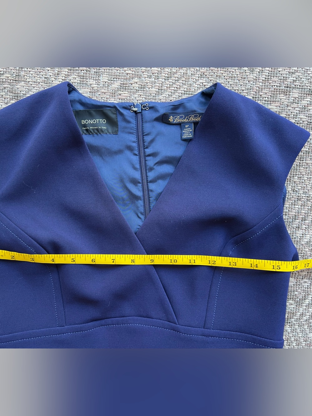 Brooks Brothers Dress 8P Navy Bonotto Italian Fabric Sheath Career Made Portugal - Picture 4 of 10